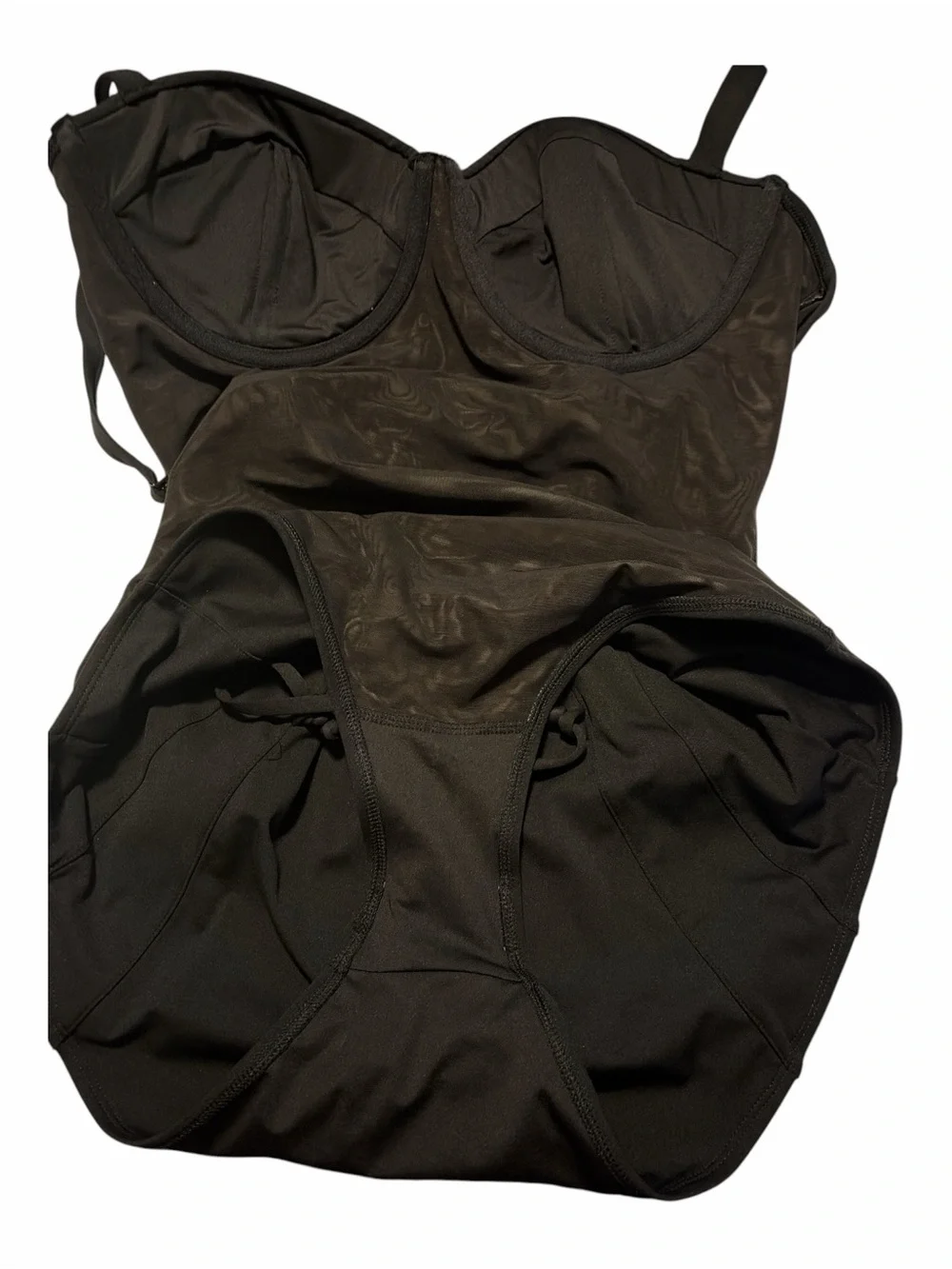 Ta3 Bombshell Black Slimming Lace Up Corset One Piece Swimsuit